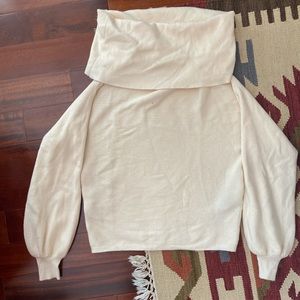 Zara cowl super soft cropped white sweater over the shoulder
